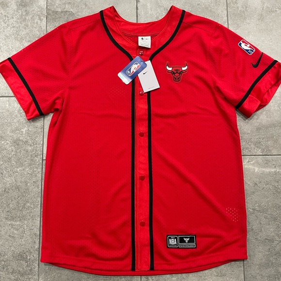 Nike Chicago Bulls Dri-Fit Red Baseball Jersey DJ4836-657 Men’s Sizes